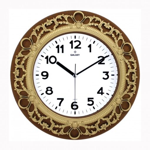 Duvar Saati Kaverengi-altın Sarısı Çerçeve Çap:32.8cm Akrilik Boyalı 2 Renk Abs Kasa Mineral Cam Sessiz Akar Makine Pvc Kadran Kadran Ölçüsü: 205mm Kadran Baskı Alanı: 145mm - SAAT 86-X