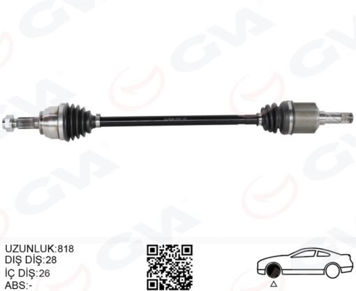 Komple Aks Arka Sağ/sol Freelander 2 L359 2.0 Si4 2.2td4 06 14 820mm Diş 28 Diferansiyel Diş 26 - LR014491-LR061592-LR041309-LR024525