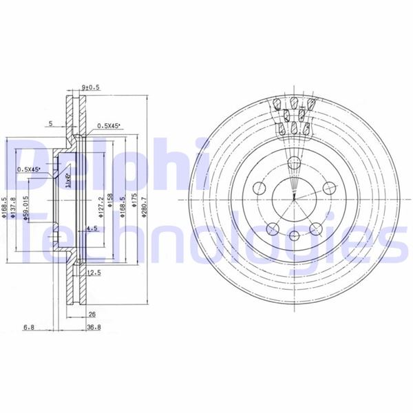 Ön Fren Diski Cıtroen Jumpy I 99 06 Peugeot Expert 96 06 P806 94 02 Fıat Scudo 96 06 281x43.5x26 - 4249.H5-1317651080-4246.J2-4246.J3