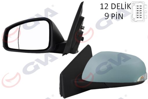 Dış Dikiz Aynası Sol Megane-fluence 08 Elektrikli Isıtmalı Sinyalli Sensörlü Isıtmalı Astarlı Asferik 9 Fiş Vm-6138ehpsal - 963020180R-963028938R