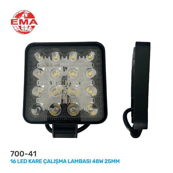 Çalışma Lambası 16 Led Kare 12-24v 25mm