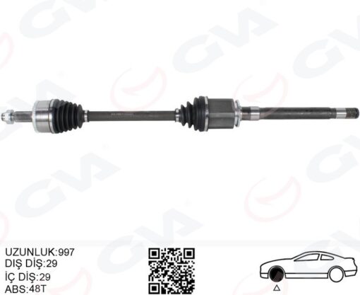 Komple Aks Ön Sağ Dıscovery 3 L319 Dıscovery 4 L319 R.r Sport I L320 997mm - LR047292-LR047294-LR071930-TDB50008