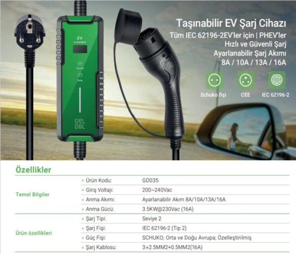 3.5 Kw Taşınabilir Şarj Cihazı