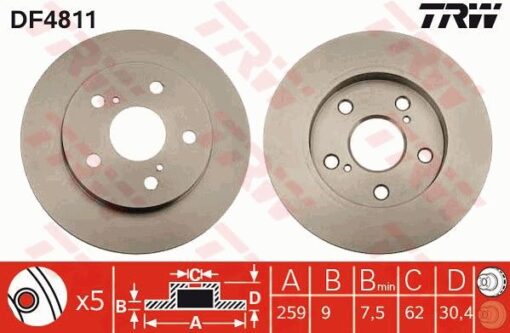 Arka Fren Aynası Aurıs-corolla 1.33-1.4-1.6-1.8 259x9x5dlxhavalı - 4243112260
