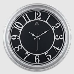 Duvar Saati Gri Çerçeve İçi Siyah 46cm Kabartma Rakamlı Selefon Korumalı Amerikan Bristol Kadran Metal Akrep/yelkovan/saniye Akar Saniyeli Mekanizma Akrilik Boya Abs Hammadde Mineral Cam - SAAT 1963-G