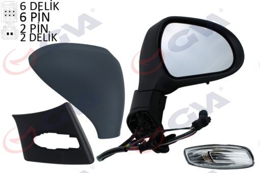 Dış Dikiz Aynası Sağ 308 07 Elektrikli Isıtmalı Sinyalli Astarlı Konvenks Vm-6308ehpl - 8153.NC-8152F0-8151LW