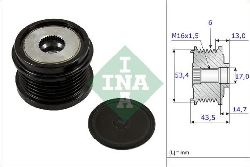 Alternatör Kasnağı 43.5mm Cmax-fıesta Vı-focus Iıı-kuga Iı-transit-connect-courıer 1.5-1.6-2.0tdci - AV6Q10A352AA-31285815