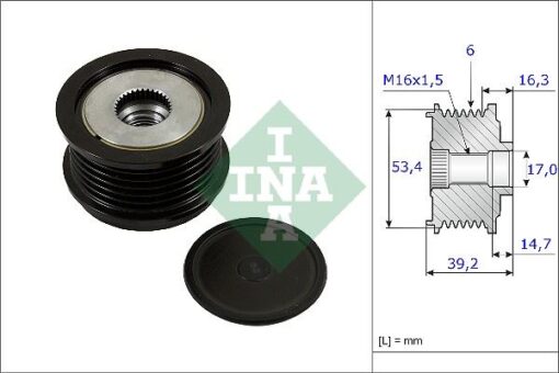 Alternatör Kasnağı 39.2mm Cmax-fıesta Vı-focus Iıı-kuga Iı-transit-connect-courıer 1.5-1.6-2.0tdci - AV6Q10A352BA-31285816