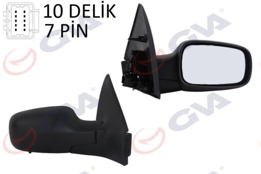 Dış Dikiz Aynası Sağ Megane 02 Elektrikli Isıtmalı Sensörlü Siyah Kapak Konveks 7 Fiş Vm-138ehsr - 7701054688-7701068375