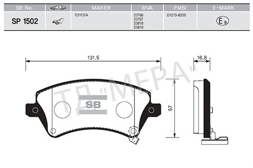Ön Fren Balata Toyota Corolla 1.4l 1.6l 4zz-fe 3zz-fe Zze120 Zze121 Vvti 02-06 / 1.4l 1ndtv Nde120 04-06 - 0446502061-0446502130-04465YZZDC
