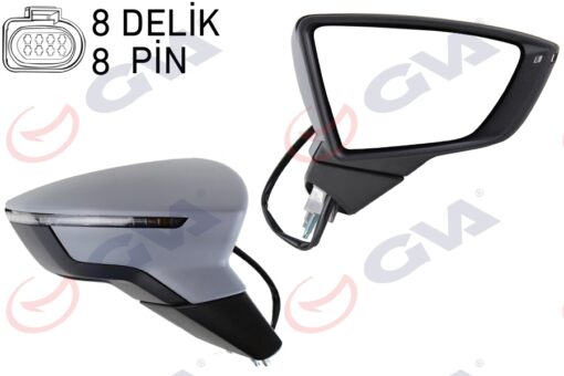 Dış Dikiz Aynası Sağ Leon 12 Elektrikli Katlanır Isıtmalı Sensörlü Sinyalli Astarlı Konveks Vm-367ebr - 5F1857508P