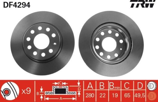 Ön Fren Aynası Golf V-vı-jetta Iıı-ıv-caddy Iıı-a3 03 Leon 05 Toledo-octavıa 04 280x22x9dlxhavalı - 1K0615301S-1K0615301AC-1K0615301AK