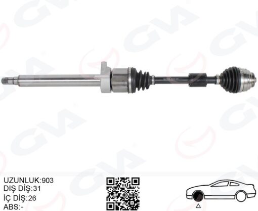 Komple Aks On Sag Bmw F45 F48 Mını Countryman F60 Mını Clubman F54 903mm 31608626886 - 31605A2E014-31608657704-31607642108