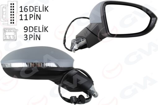 Dış Dikiz Aynası Sağ Elektrikli Isıtmalı Sinyalli Astarlı Hafızalı Kör Noktalı Konveks Vw Golf 20 - 5H1857508A9B9-5H1857508AF-5H0857538