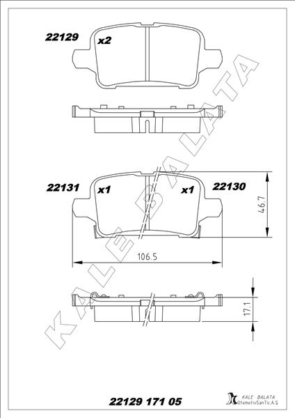 Arka Fren Balatası Opel Astra K 1.0-1.4-1.4t-1.6t-1.6 Cdtı 16 22 106.5x46.3x16.6 - 1684934880-39037199-95526568