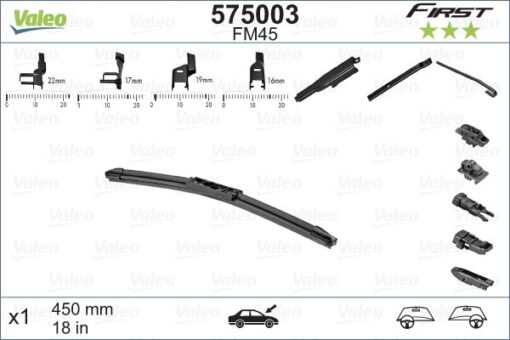 Silecek Süpürgesi 45cm X1 Muz Tipi First 4 Aparatlı/multiconnection Üniversal Vfb45