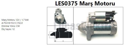Mars Motoru 12v 1.7kw 12 Dıs Mercedes W204 X204 C218 W212 C207 W639 B906 - A0061514501