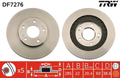 Ön Fren Aynası Pajero 99-01 285x22x5xhavalı - MR334996