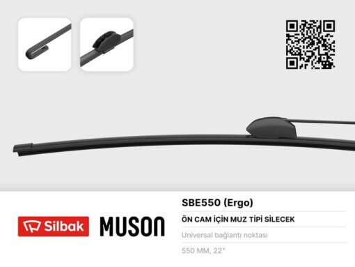 Silecek Süpürgesi Muz Tipi 550mm Üniversal Kancalı Ergonomik