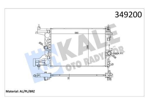 Radyatör Otomatik Astra J-zafıra Tourer C-cruze 1.4-1.6 Al/pl/brz 580x398x16 - 39074662-1300299-13267650-13281773
