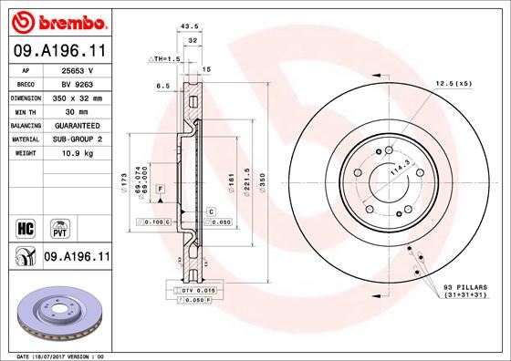 Fren Diski Ön Mıtsubıshı Lancer Evo X 2.0l 4b11 Cz4a 08-15 Takım Disk Fiyatıdır - 4615A024