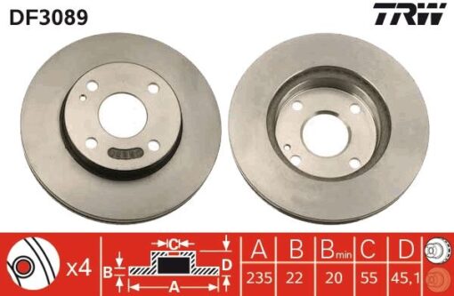 Ön Fren Aynası Havalı Mazda 323 1.4-1.4i-1.5-1.6-1.6i-1.7d-1.9 16v-1.9i 89-97 - BR703325X