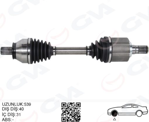 Komple Aks Ön Sol Freelander 2 L359 2.2 Td4 06 14 539mm Diş 40 Diferansiyel Diş 31 - LR002621-LR062666