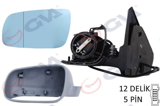 Dış Dikiz Aynası Sol Golf-bora 98 Elektrikli Astarlı Konveks 5 Fiş Vm-188al - 1J1857507D01C-3B1857537B-1J1857507D