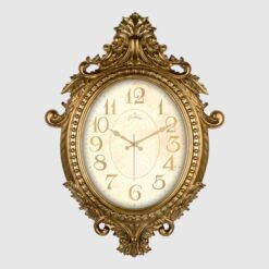 Duvar Saati Altın Sarısı Çerçeve İçin Krem Rengi Çap:73cm X 54cm Vintage Taçlı Eksitme Dekoratif Amerikan Bristol Kadran Akar Saniyeli Mekanizma Akrilik Boya Abs Hammadde Mineral Cam - SAAT 731-SB
