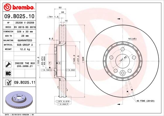 Ön Fren Aynası Adet Volvo Xc60 D3 D4 D5 2.4d 2.0t 3.2 T5 T6 2008 2017 Cap 328x5 Bjn - 31277342-31410568-31471034
