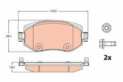 Ön Fren Balatası Renault Megane Iv 15 Tüm Motor Tipleri G:129mm Y:58.4 Mm K:18mm - 410603407R-WVA22610-410605929R