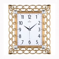 Duvar Saati Altın Sarısı Çerçeve Çap:32.3cmx 37.5cm Pvc Kadran Sessiz Akar Makine Mineral Cam Akrilik Boyalı 2 Renk Abs Kasa Kadran Baskı Alanı: 105x170mm Kadran Ölçüsü: 190x241mm - SAAT 76-AG