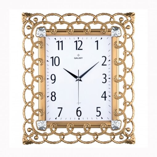 Duvar Saati Altın Sarısı Çerçeve Çap:32.3cmx 37.5cm Pvc Kadran Sessiz Akar Makine Mineral Cam Akrilik Boyalı 2 Renk Abs Kasa Kadran Baskı Alanı: 105x170mm Kadran Ölçüsü: 190x241mm - SAAT 76-AG