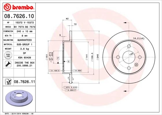 Arka Fren Aynası Astra G 98 - Astra H 04 Merıva A 03 240x10x4dl Dolu 9117771-90498304-24432189 - 569108-569111-9196587-95526642