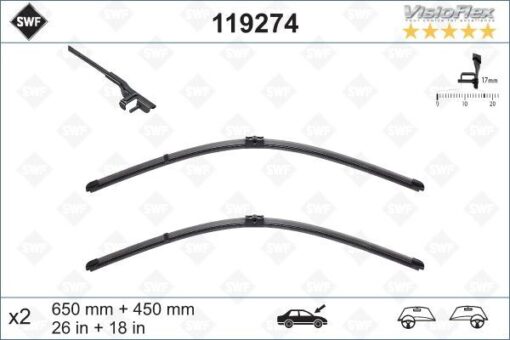 Sılecek Supurgesı Swf Ruzgarlıklı Flat 650mm-450mm Bmw F10 F01 F07 - 61612147361-61612147365-61612163749