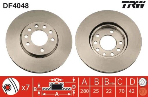 Ön Fren Aynası Astra H 04 Combo C 03 Merıva B 10 Zafıra B 05 280x25x5dl Havalı 95526655 - 569060-569066-90539466-93197592