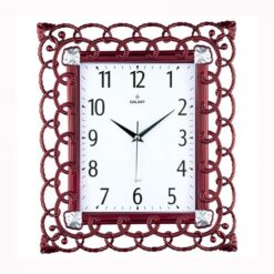 Duvar Saati Kırmızı Çerçeve Çap:32.3cmx 37.5cm Akrilik Boyalı 2 Renk Abs Kasa Mineral Cam Sessiz Akar Makine Pvc Kadran Kadran Ölçüsü: 190x241mm Kadran Baskı Alanı: 105x170mm - SAAT 76-HG