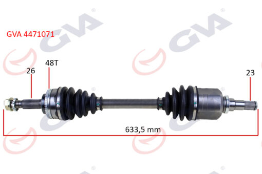 Komple Aks Sol Toyota Corolla 1.4l 1.6l 4zz-fe 3zz-fe Zze120 Zze121 Vvti 02-06 Abs Li 26x23 - Abs 48 Diş Komple Boy 633.5mm - 4342002270
