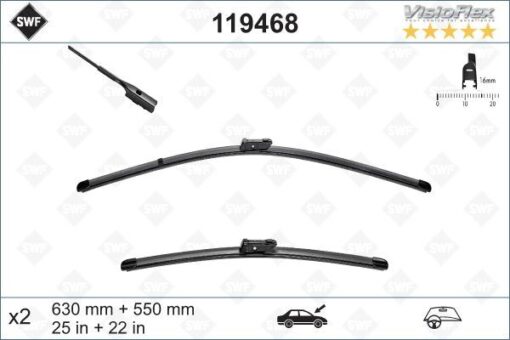Swf Visioflex Flat Blade X2 630 550 Mm Vw Tiguan Iı - 5NB998002-577912GEN2V2