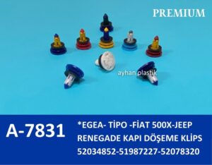 Kapı Döşeme Klips Egea- Tipo -fiat 500x-jeep Renegade 21.5 X 19 Cm Poşet - 5203485251987227-52078320