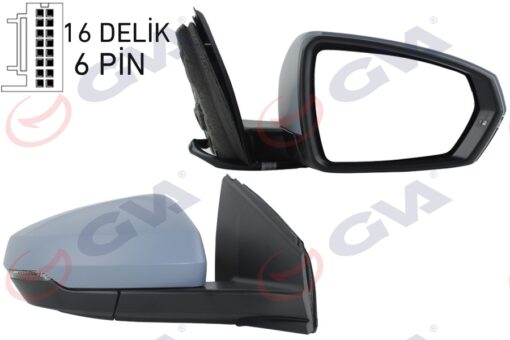 Dış Dikiz Aynası Sağ Vw Polo 17- Elektrikli Isıtmalı Sinyalli Astarlı Konveks Vm-6390ehpr - 2G1857508E-2G0857538A