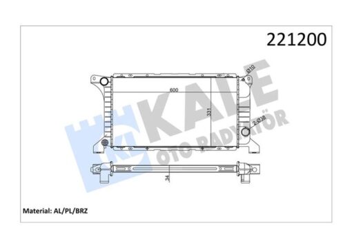 Motor Su Radyatoru Transıt T12 T15 92 98 1 Sıra Alb Kısa Tıp Olcu 600 331 34 - 92VT8005A1A-92VT8005AA