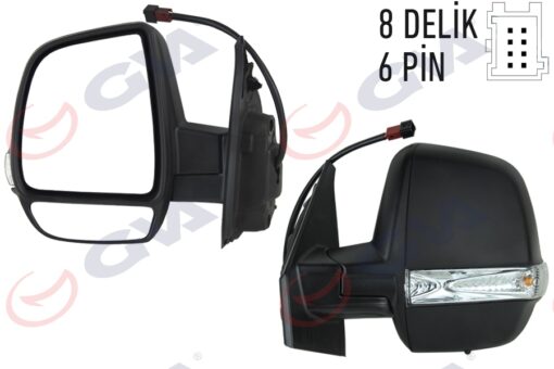 Dış Dikiz Aynası Sol Doblo 11 Elektrikli Isıtmalı Sinyalli Çift Cam Konveks 6 Fiş Vm-669ehpl - 735528049