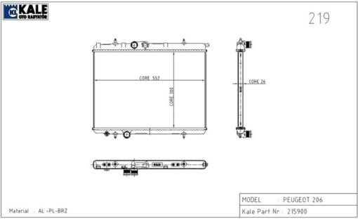 Radyatör P206 2.0 Hdi 1 Sıra Alb Sistem - 1330.40-1330.B0-1330.53
