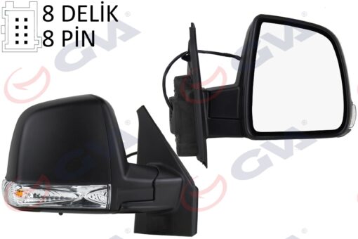 Dış Dikiz Aynası Sağ Doblo 11 Elektrikli Sinyalli Siyah Kapaklı Tek Cam Konveks 8 Fiş Vm-668ehr - 735528041-735668189