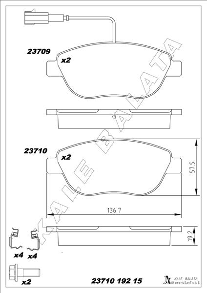 Ön Fren Balatası Opel Combo D 12 Punto Evo 1.3-1.4-1.6d Mtj 09 500-500c 1.3dmj 10 Grande Punto 1.6dmtj 09 - 95518218-77365468-71770012-77366530