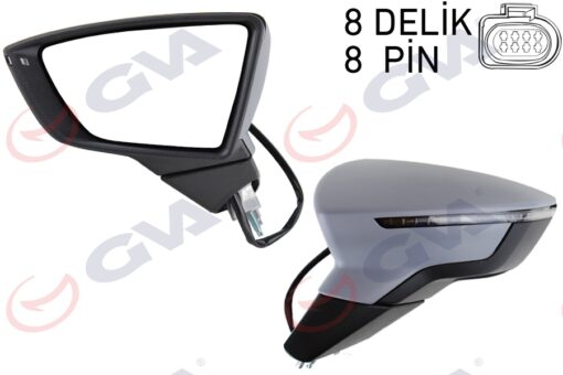 Dış Dikiz Aynası Sol Leon 12 Elektrikli Katlanır Isıtmalı Sensörlü Sinyalli Astarlı Konveks Vm-367ebl - 5F1857507P