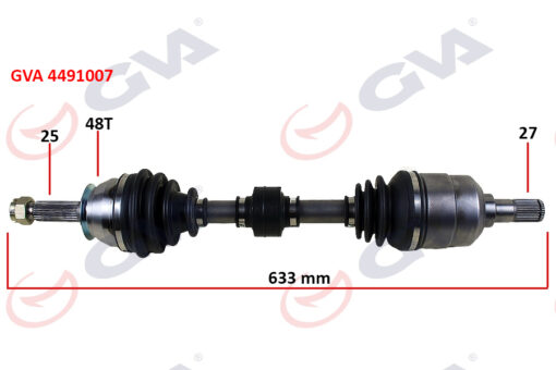 Komple Aks Sol Hyundaı Accent Era 1.5l D4fa Crdi 06-10 Abs Li 25x27 - Abs 48 Diş Komple Boy 633mm - 495001E600-495001E610