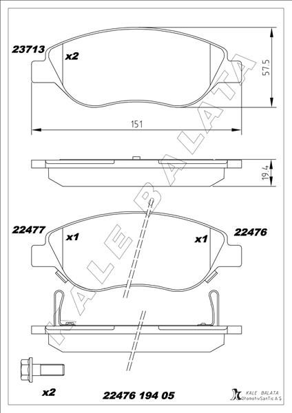 On Balata Fıat Egea 15 1.4 1.5 T4 Hıbrıt 1.6 D K:19 Mm G:151.1 Mm Büyük Tip - 77367923-77368553
