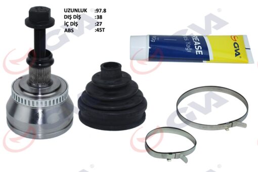 Aks Kafası Dış Ön Passat 1.9tdı 01-05 Abs Li 45diş 130hp Avf 38x27x59.5 97.5mm - 8D0498099E-8D0498099D